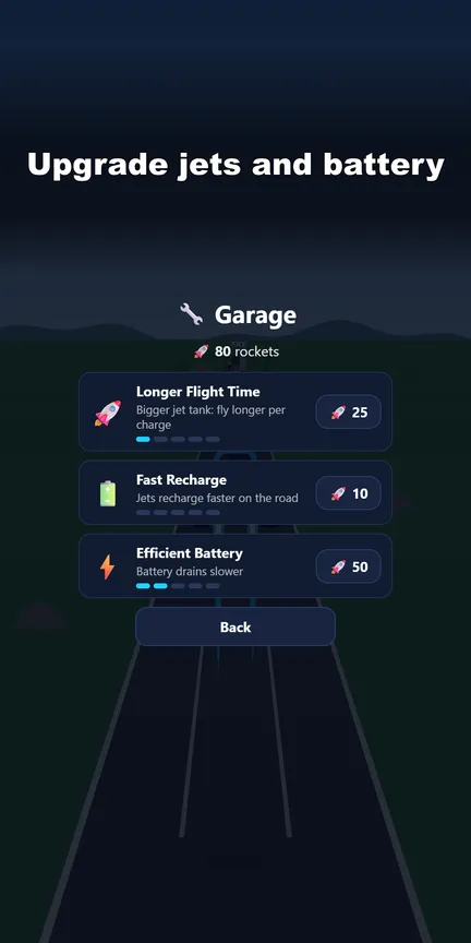 Garage mit Upgrades für Jet-Tank und Batterie in Jet Highway