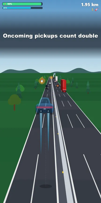Autobahn mit Gegenverkehr in Jet Highway, Pickups zählen doppelt