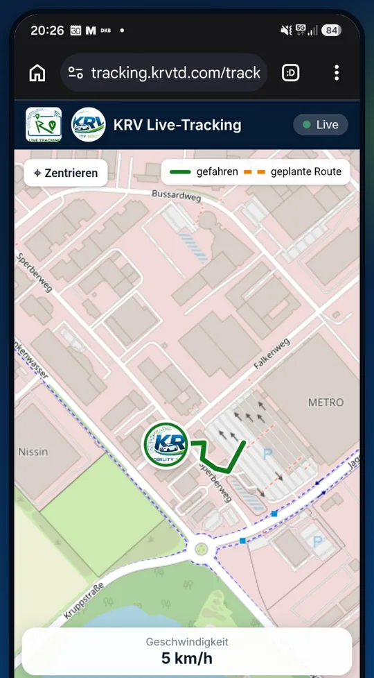 Screenshot der App: Auch zu Fuß, mit dem Rad oder dem Auto